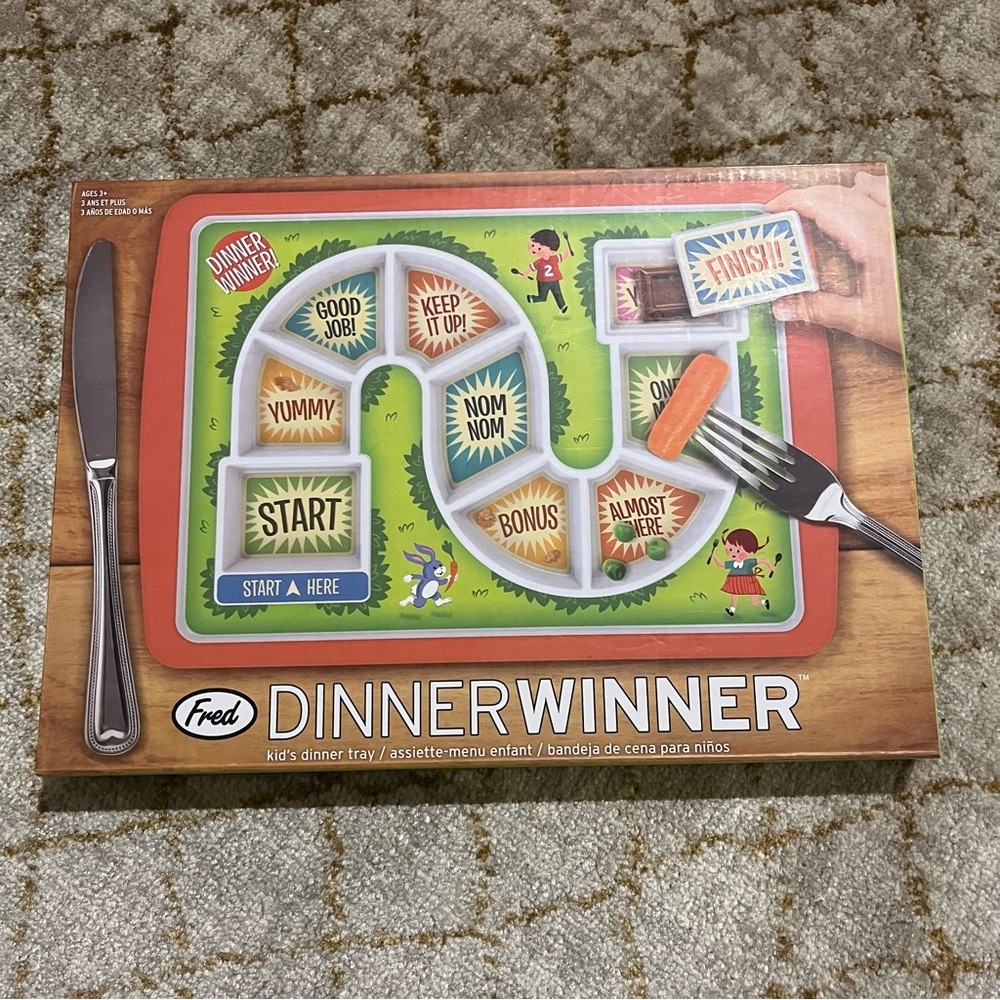 NEW Fred Dinner Winner Kids Fun Sequence Game Childs Melamine Plate Gift